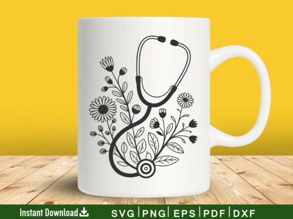 Floral Stethoscope SVG: A Nurse-Themed Design for Real Embroidery Use