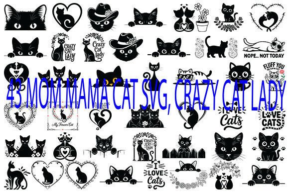 Mom Mama Cat Svg, Crazy Cat Lady