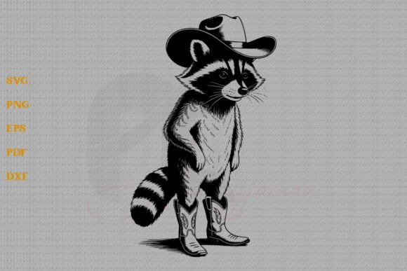 Raccoon with Cowboy Hat Western SVG PNG